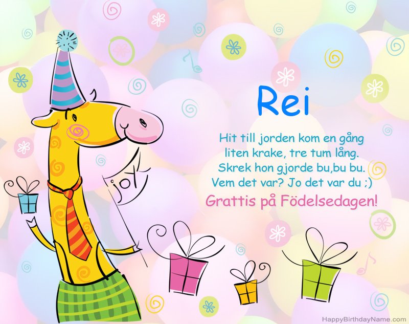 Barns gratulationer till Grattis på födelsedagen till Rei