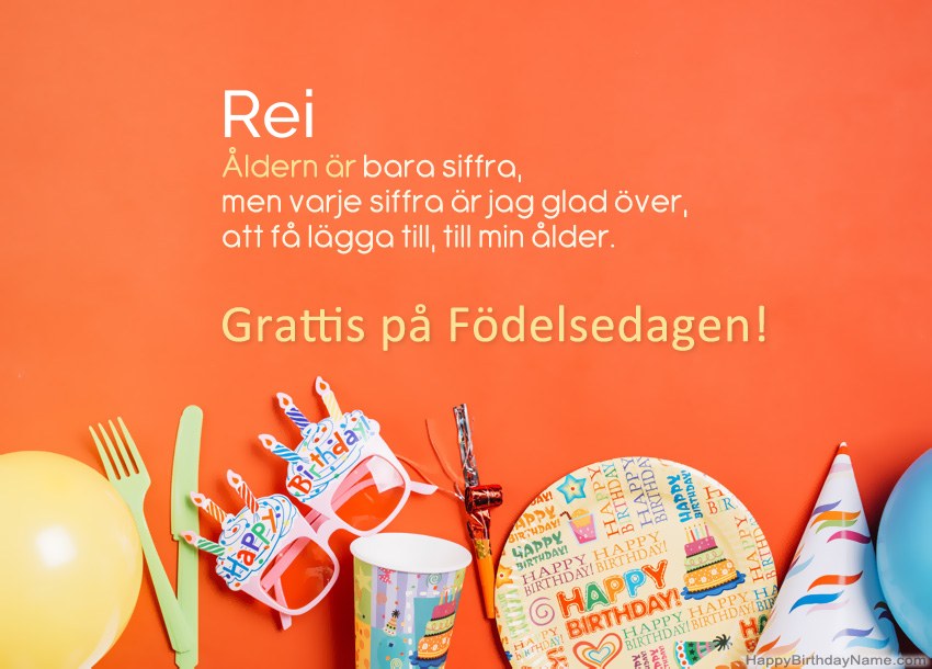 Grattis på födelsedagskort för Rei