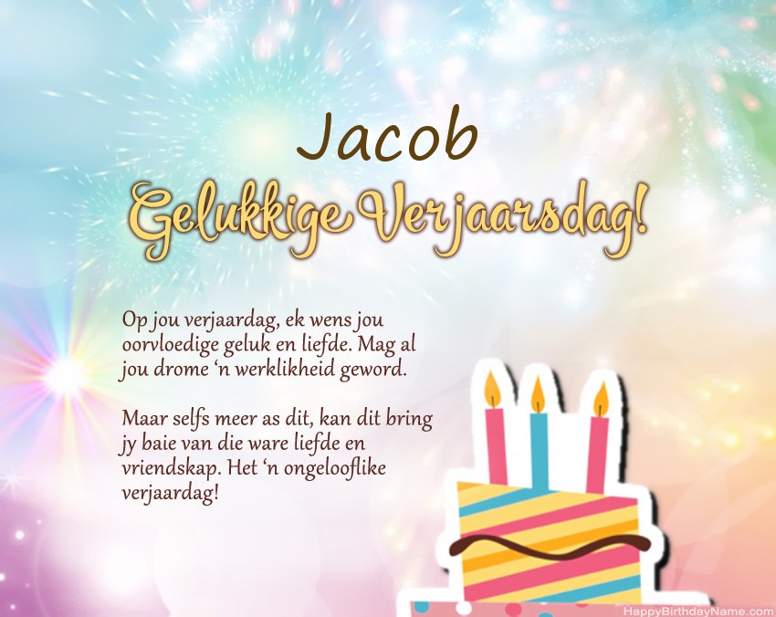 Gelukkige verjaardag Jacob in vers