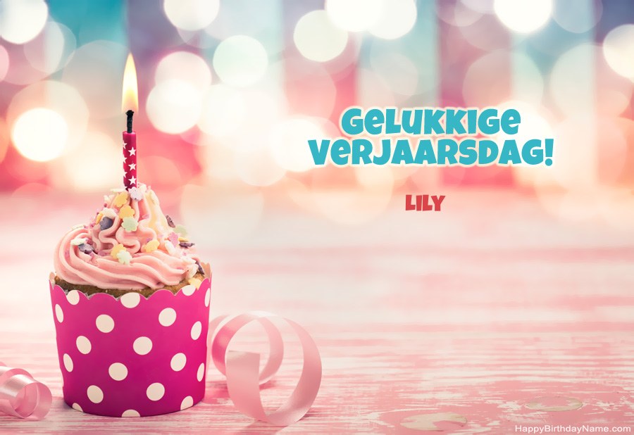 Laai gelukkige verjaardagkaartjie Lily gratis af