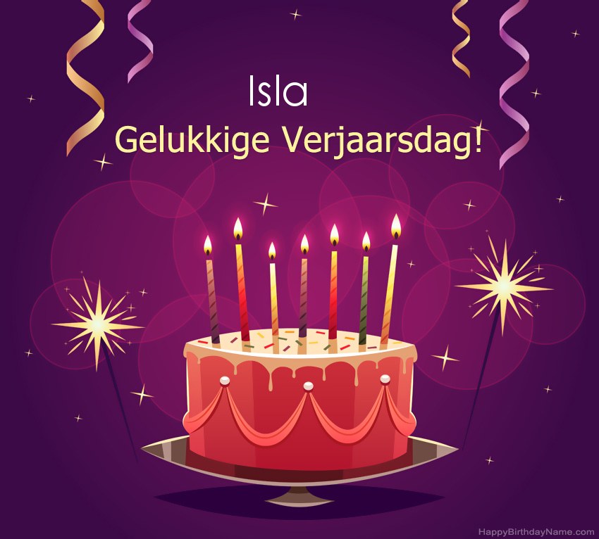 Snaakse groete vir gelukkige verjaardag Isla-foto