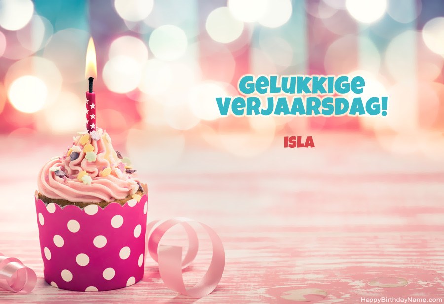 Laai gelukkige verjaardagkaartjie Isla gratis af