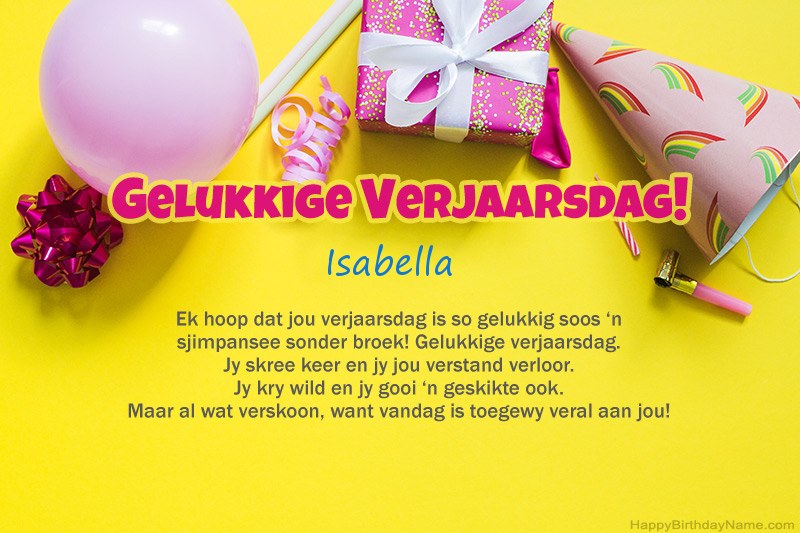 Gelukkige verjaardag Isabella in prosa