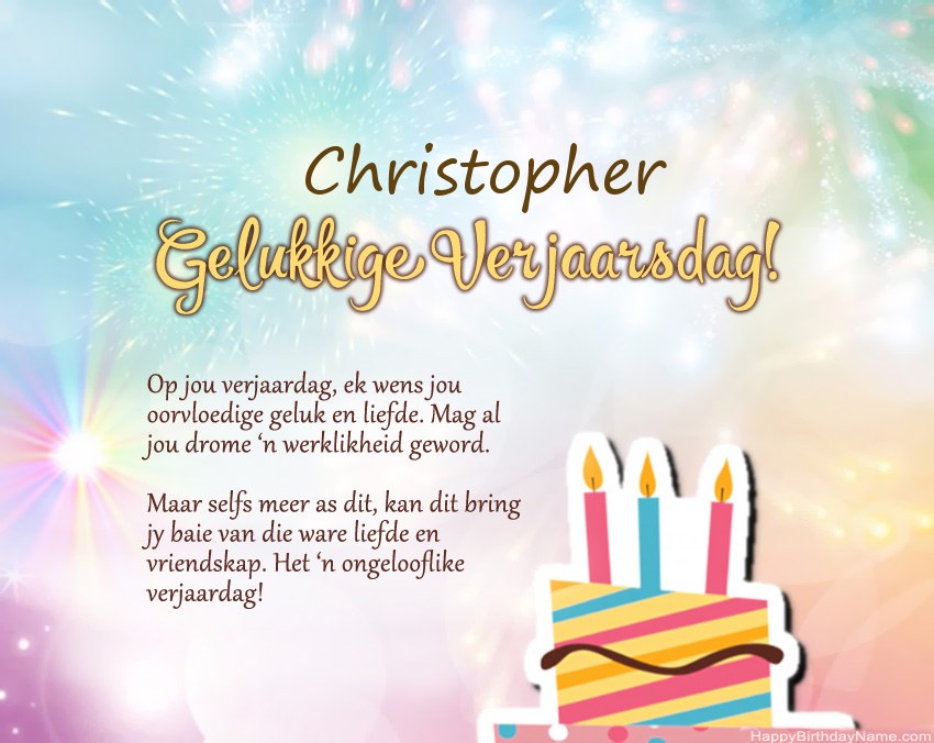 Gelukkige verjaardag Christopher in vers