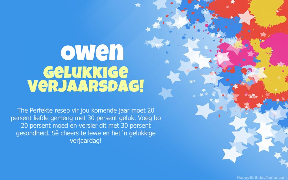 Baie geluk met die verjaarsdag van Owen