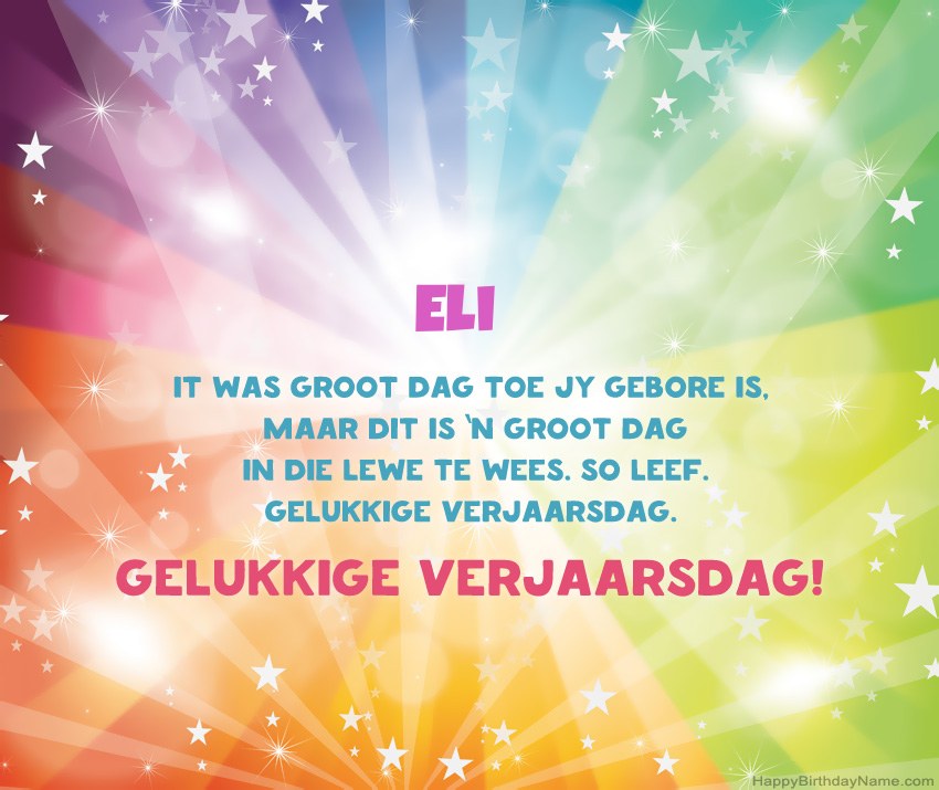 Pragtige gelukkige verjaardagkaartjies vir Eli