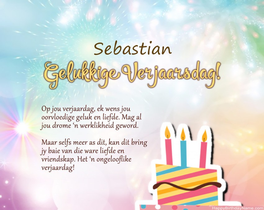 Gelukkige verjaardag Sebastian in vers