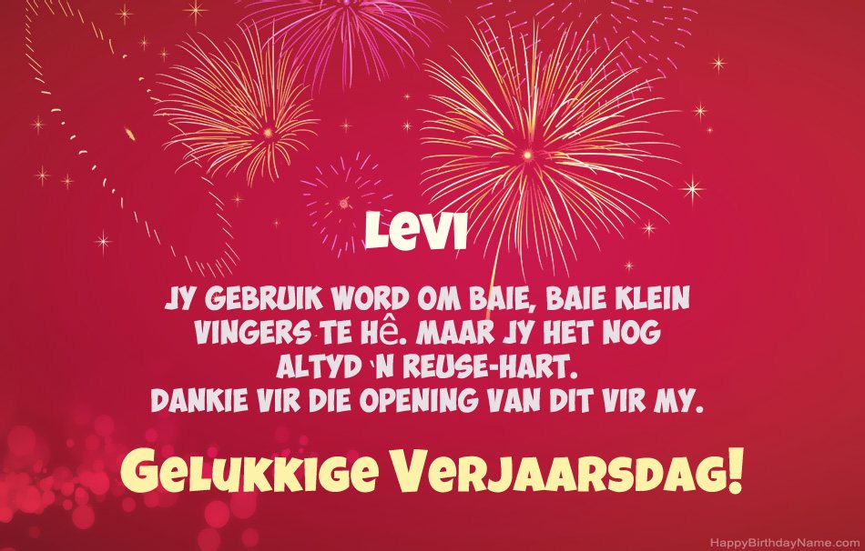 Gelukkige verjaardag Levi, pragtige gedigte