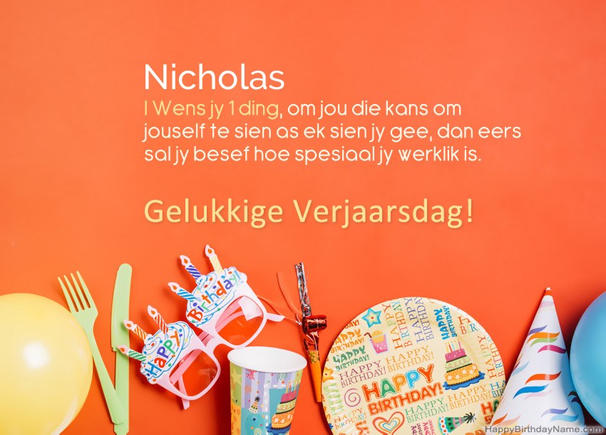 Gelukkige verjaardagkaartjies vir Nicholas