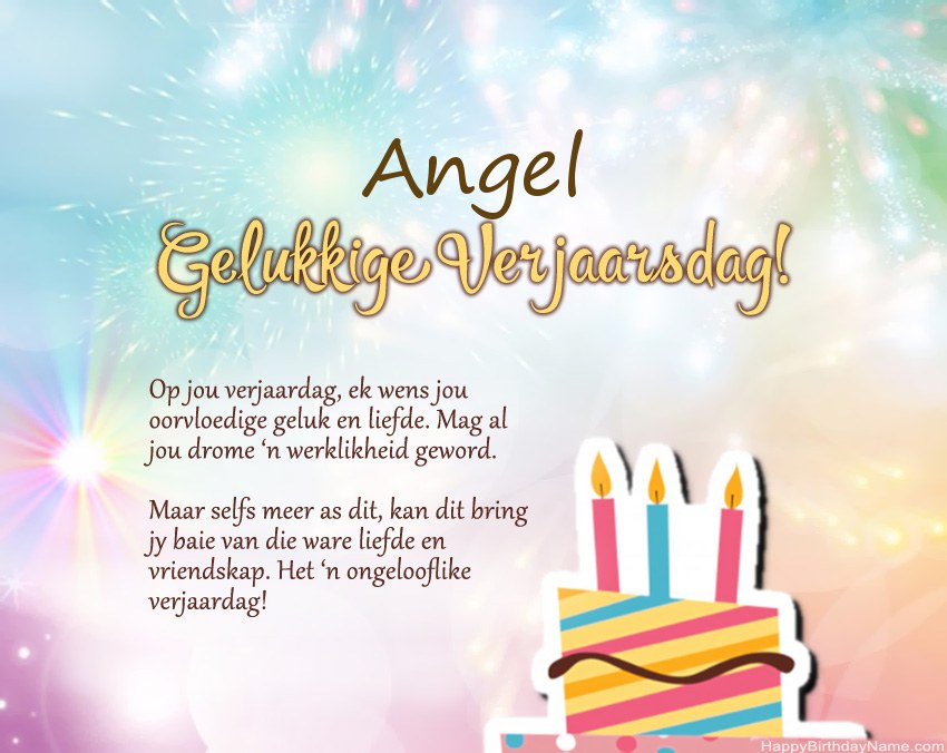 Gelukkige verjaardag Angel in vers