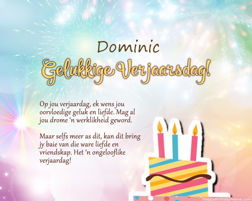 Gelukkige verjaardag Dominic in vers