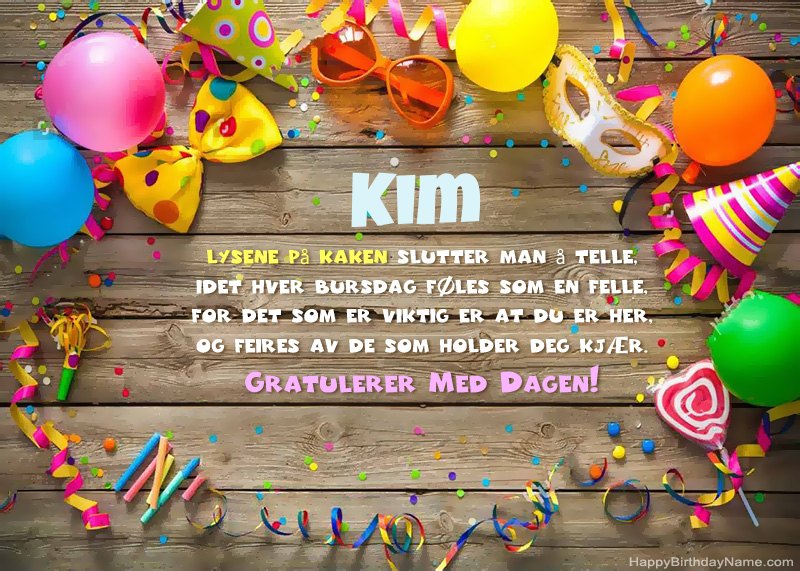 Last ned Gratulerer med fødselsdagskortet Kim gratis