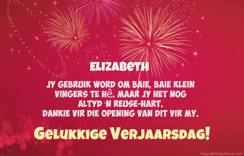 Gelukkige verjaardag Elizabeth, pragtige gedigte