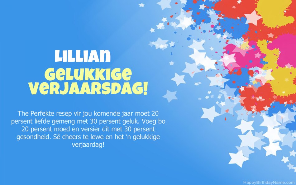 Baie geluk met die verjaarsdag van Lillian