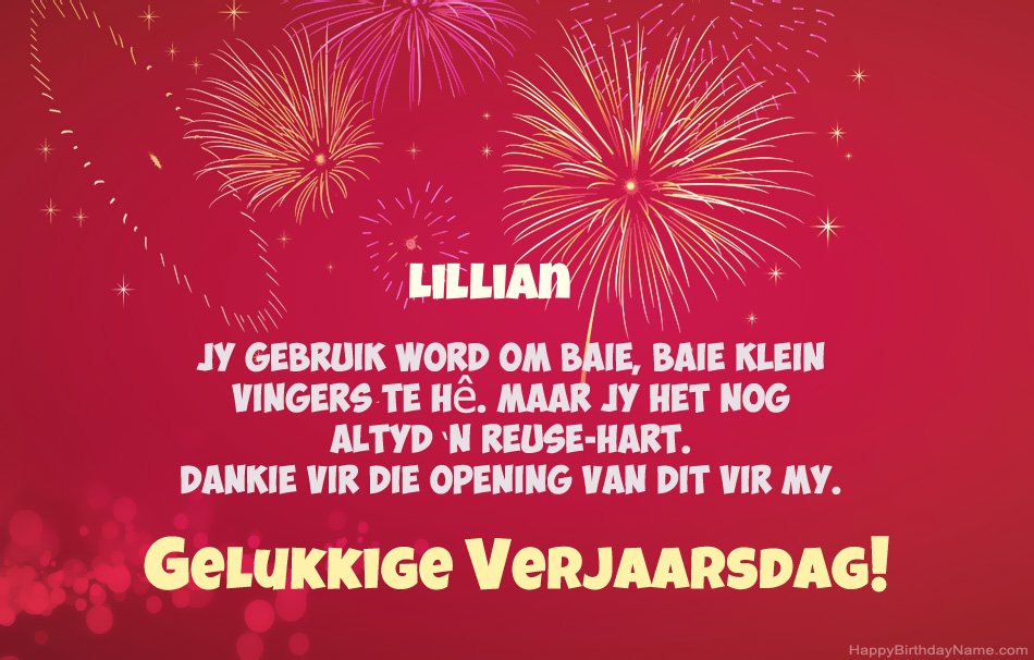 Gelukkige verjaardag Lillian, pragtige gedigte