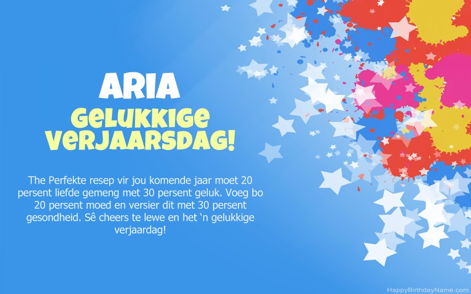 Baie geluk met die verjaarsdag van Aria