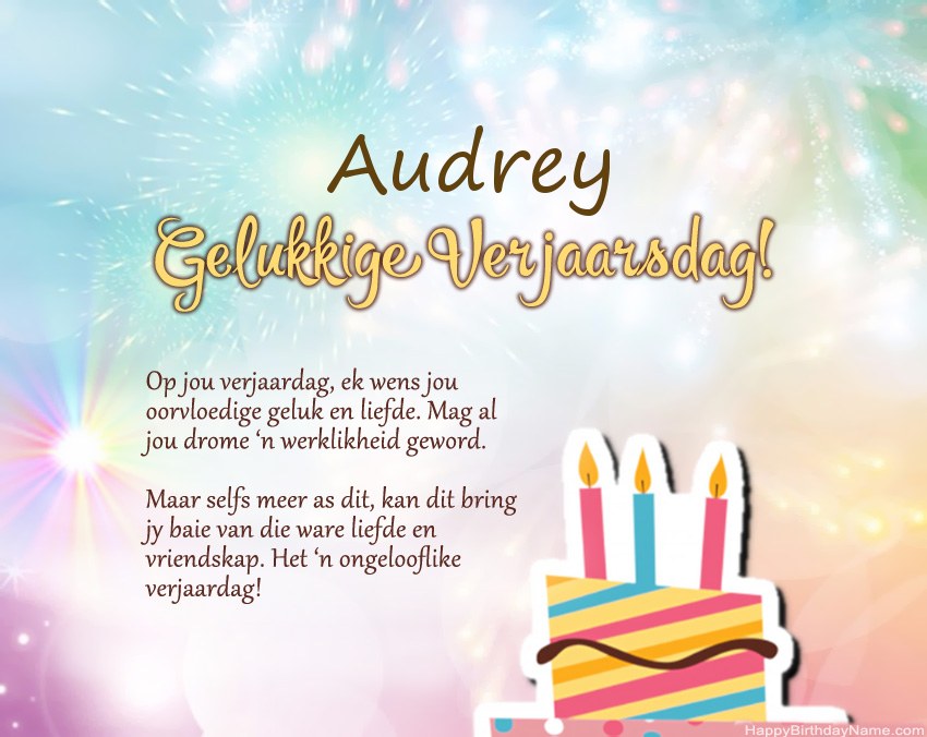 Gelukkige verjaardag Audrey in vers