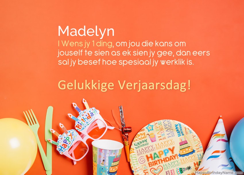 Gelukkige verjaardagkaartjies vir Madelyn