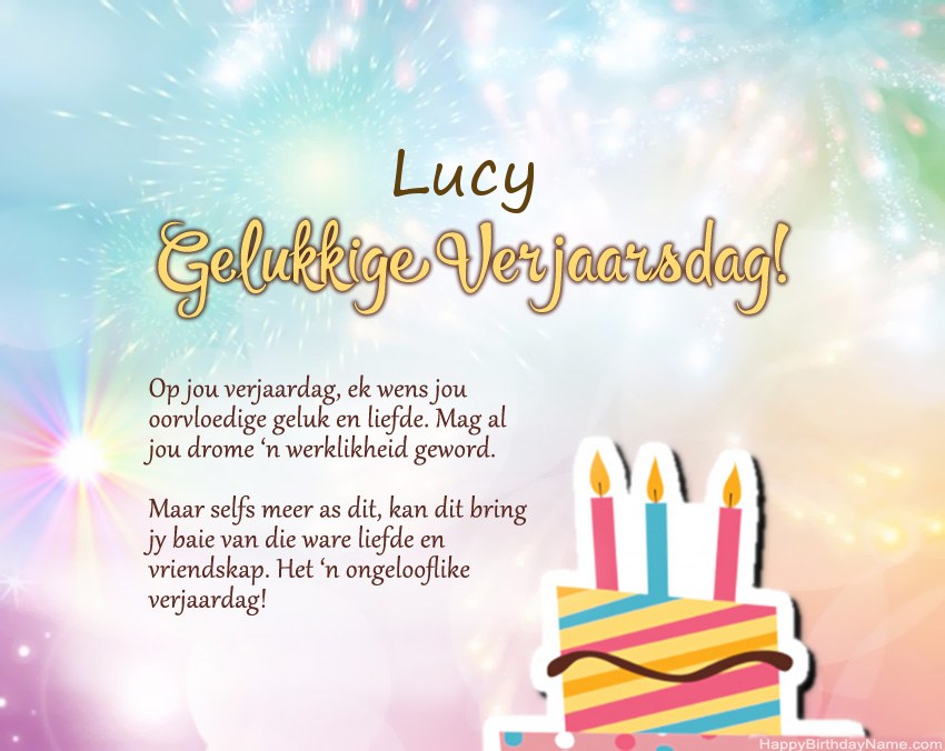 Gelukkige verjaardag Lucy in vers