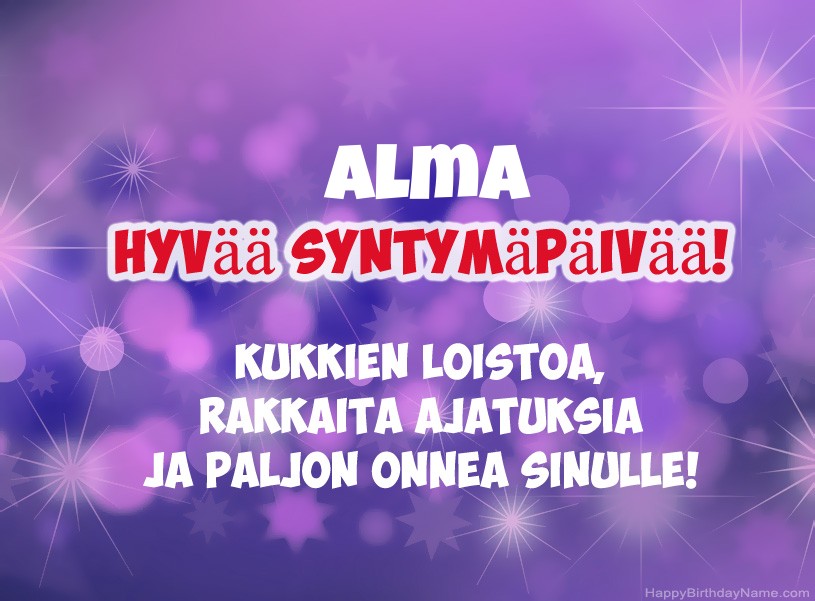 Onnittelut Alma onnea!