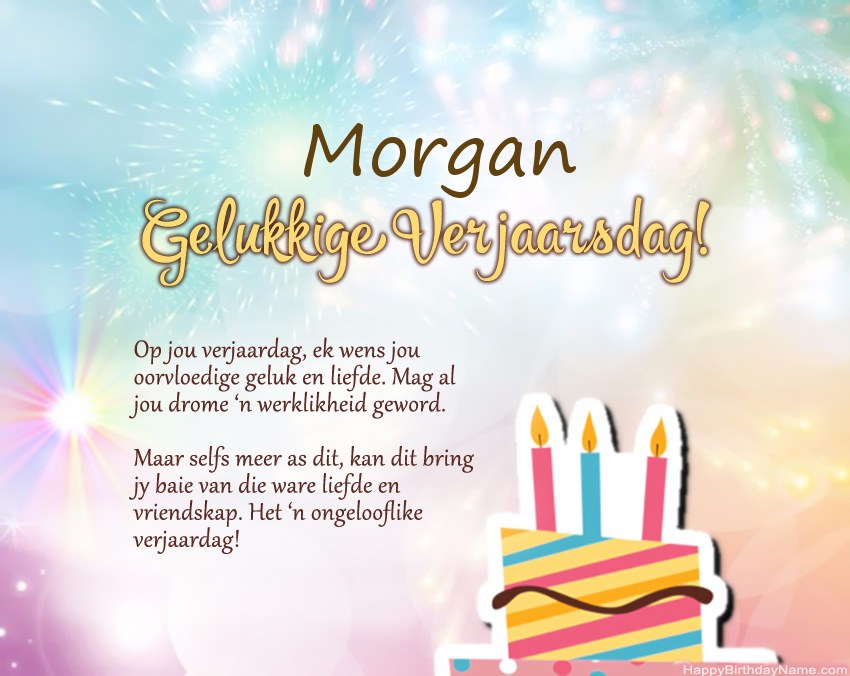 Gelukkige verjaardag Morgan in vers