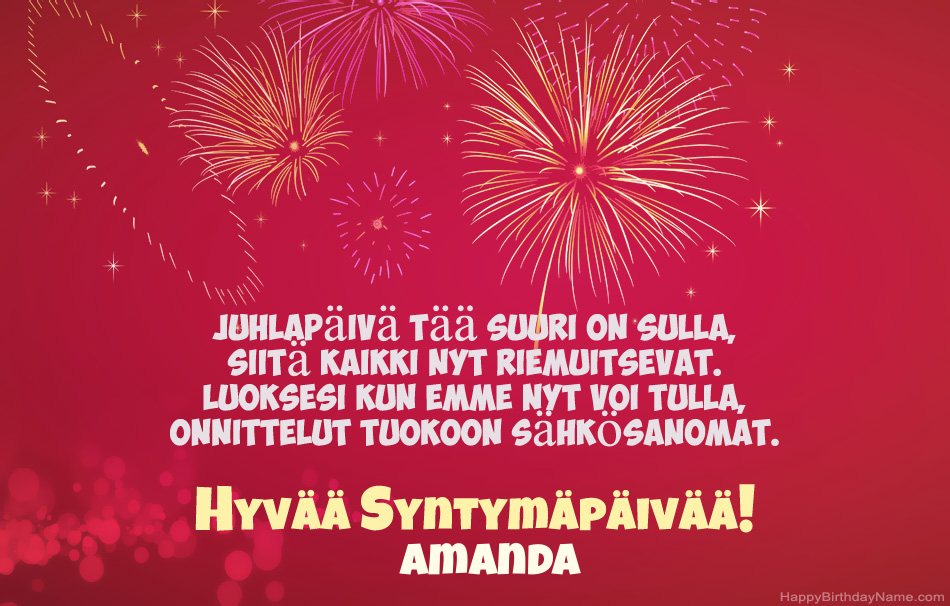 Runot Syntymäpäivänä Amanda
