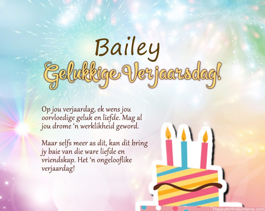 Gelukkige verjaardag Bailey in vers