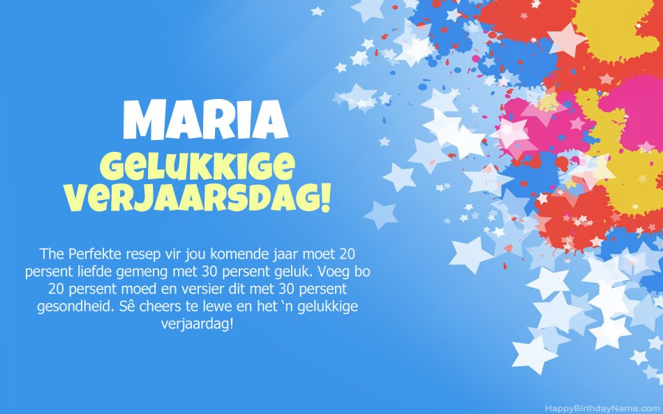 Baie geluk met die verjaarsdag van Maria