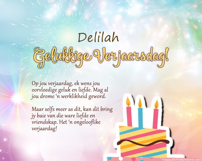Gelukkige verjaardag Delilah in vers