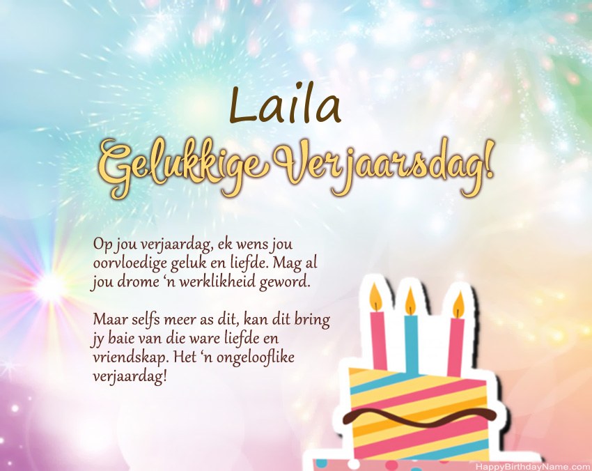 Gelukkige verjaardag Laila in vers