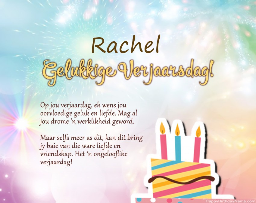 Gelukkige verjaardag Rachel in vers