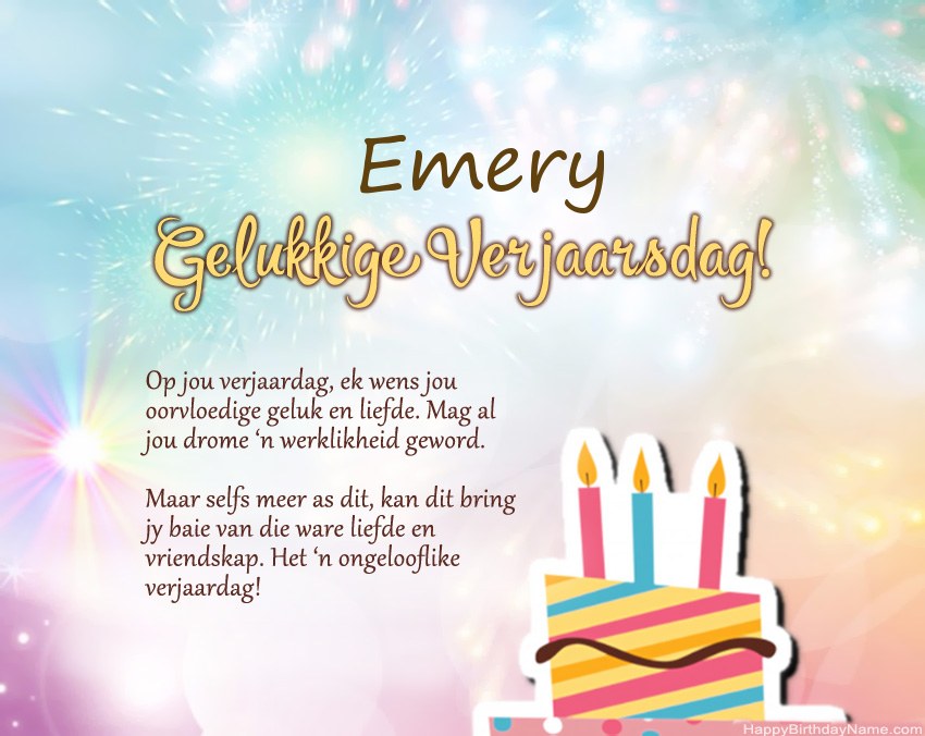 Gelukkige verjaardag Emery in vers