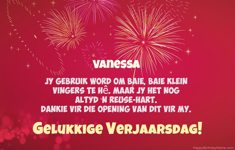 Gelukkige verjaardag Vanessa, pragtige gedigte
