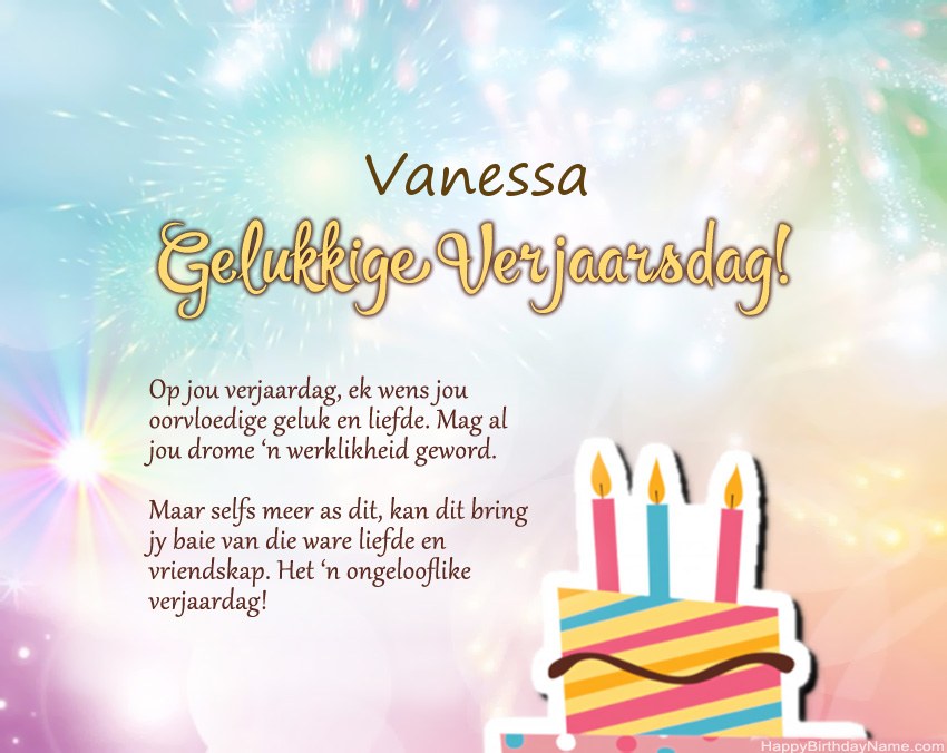 Gelukkige verjaardag Vanessa in vers