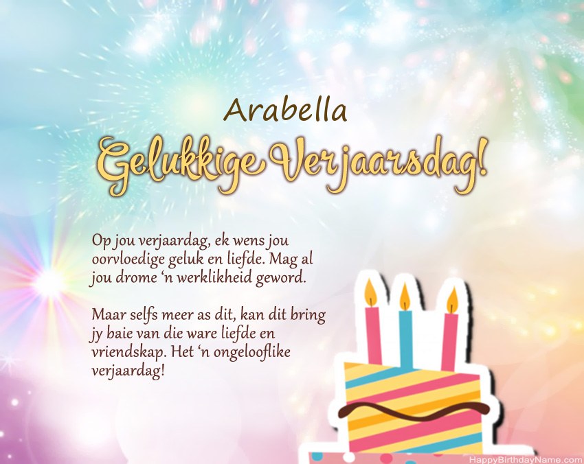 Gelukkige verjaardag Arabella in vers