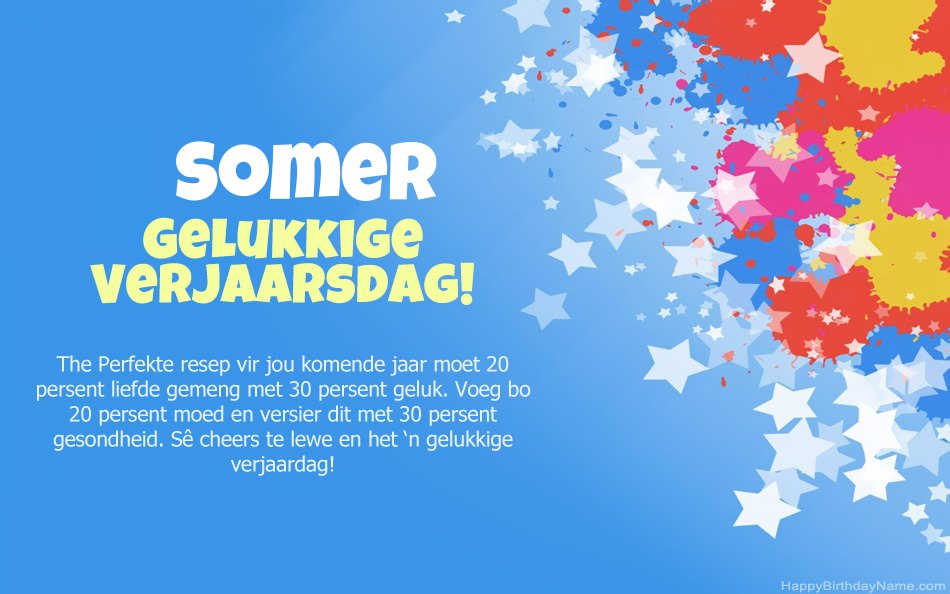 Baie geluk met die verjaarsdag van Somer