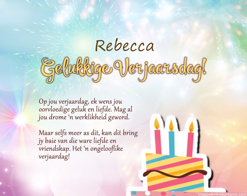 Gelukkige verjaardag Rebecca in vers