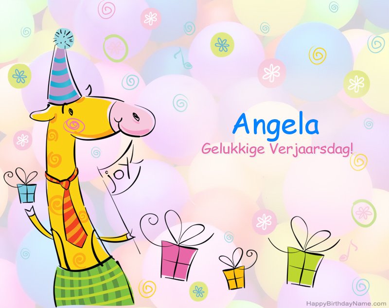 Kinders geluk met die gelukkige verjaardag van Angela