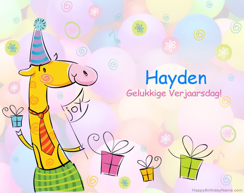 Kinders geluk met die gelukkige verjaardag van Hayden