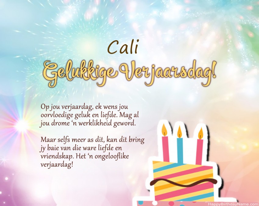 Gelukkige verjaardag Cali in vers