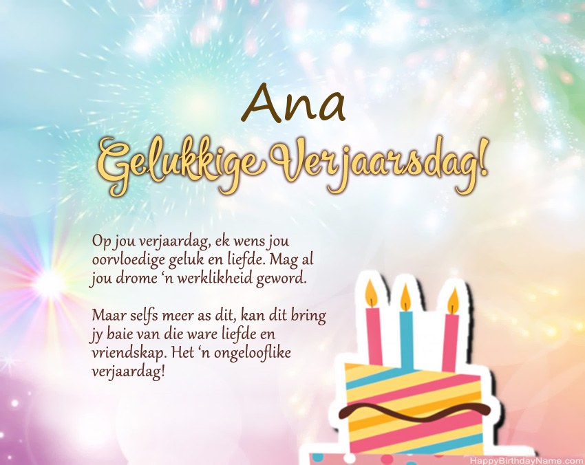 Gelukkige verjaardag Ana in vers