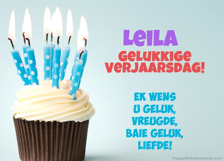 Baie geluk met die gelukkige verjaardag van Leila