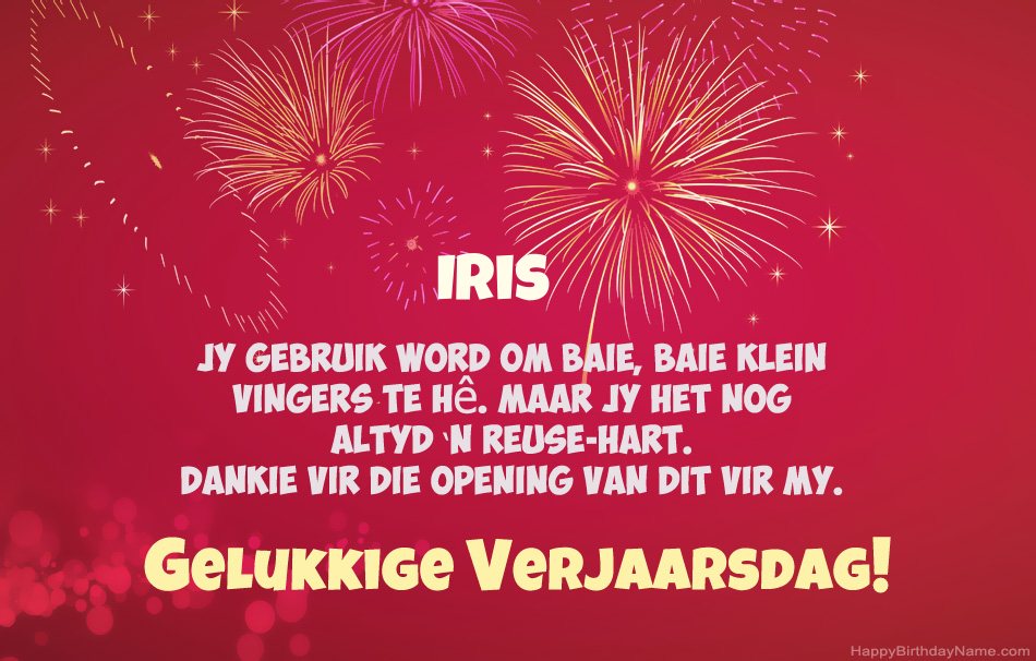Gelukkige verjaardag Iris, pragtige gedigte