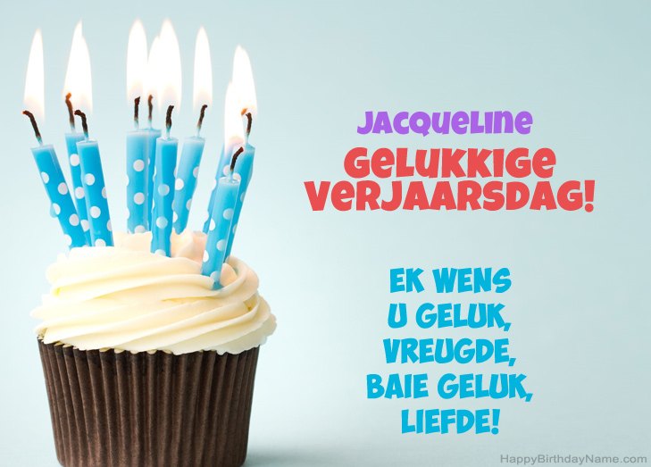 Baie geluk met die gelukkige verjaardag van Jacqueline