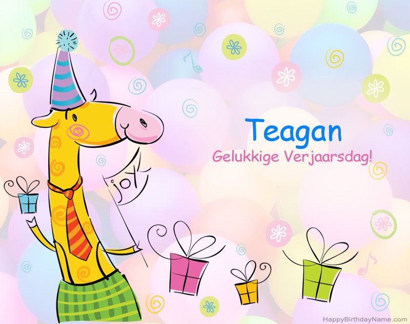 Kinders geluk met die gelukkige verjaardag van Teagan