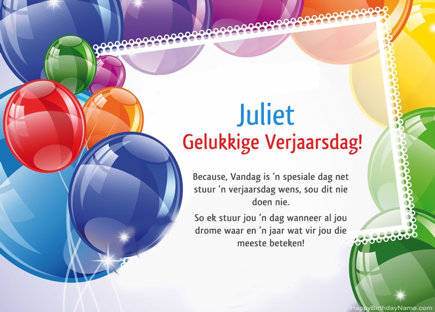 Gelukkige verjaardag Juliet!