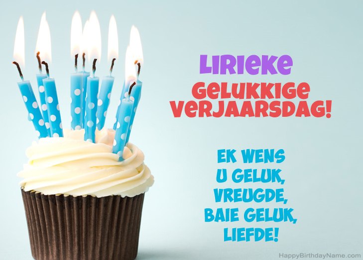 Baie geluk met die gelukkige verjaardag van Lirieke