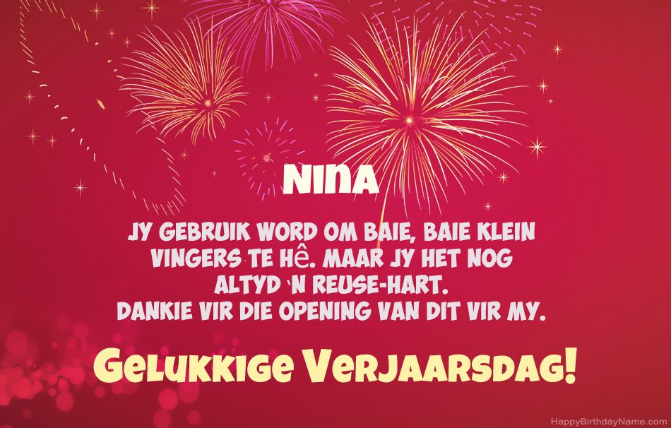 Gelukkige verjaardag Nina, pragtige gedigte
