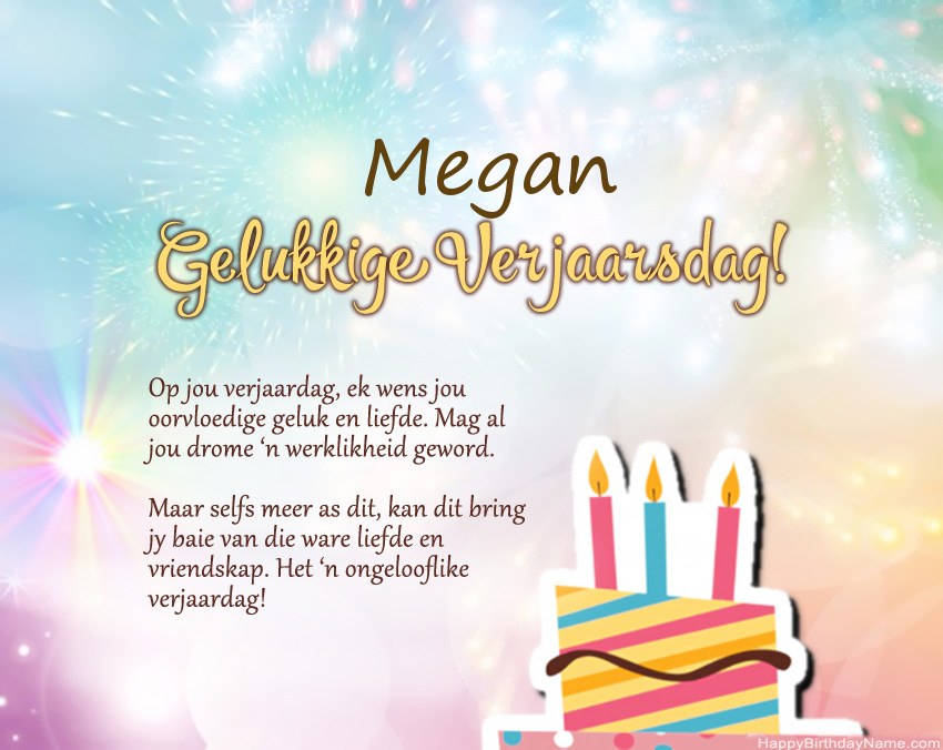 Gelukkige verjaardag Megan in vers