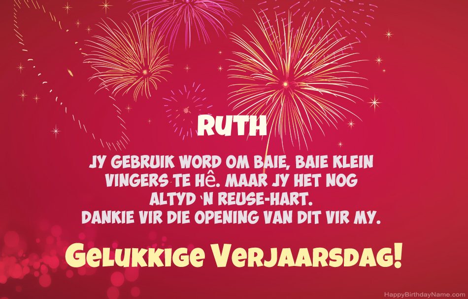Gelukkige verjaardag Ruth, pragtige gedigte